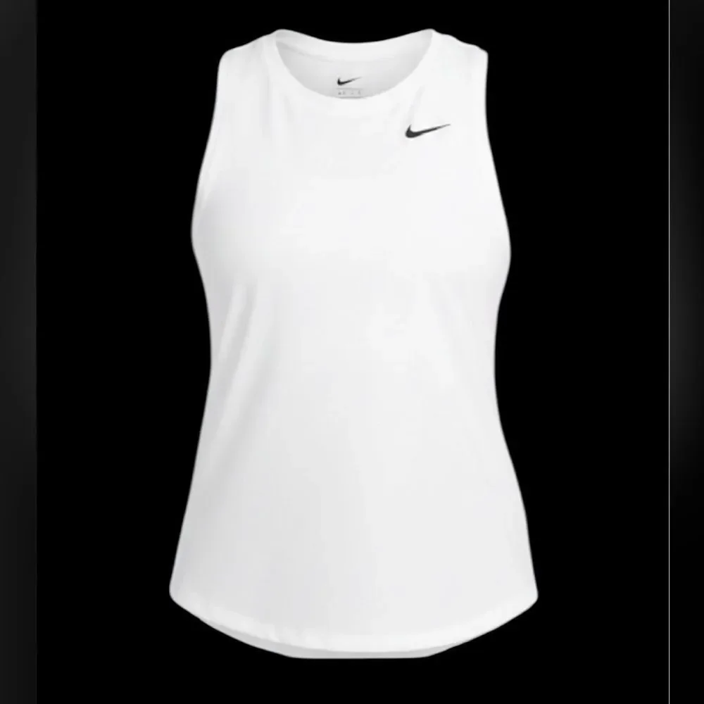 12. Nike NWT Dri-fit Curvy Size Racerback Curved-Hem Tank Top White/Black